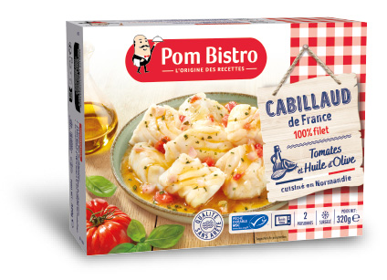 Cabillaud de France 100% filet, Tomates Huile d'olive vierge extra